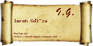 Imreh Géza névjegykártya